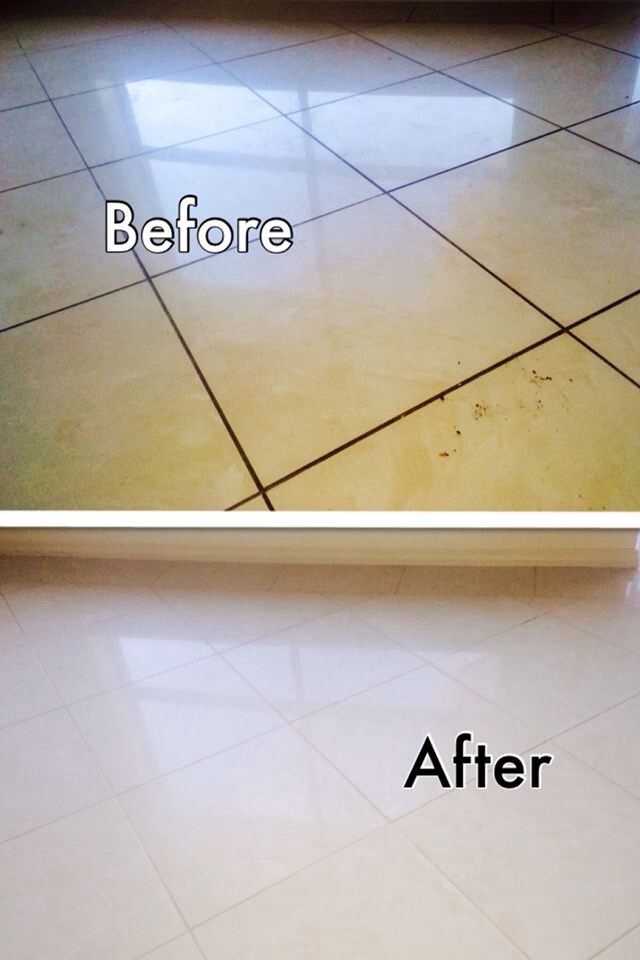 Before and after picture of some very grubby grout lines and tiles that's been professionally cleane</p />
</p>  </div>

  <div class=